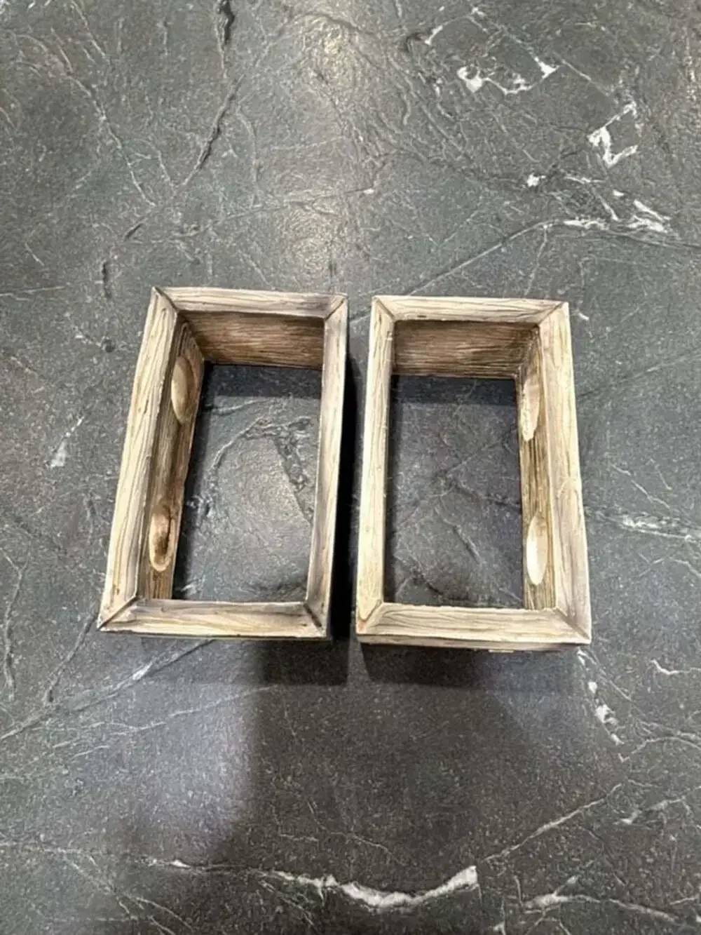 Rustic Faux Wood Carved Two-Hole Votive Candle Holder Set